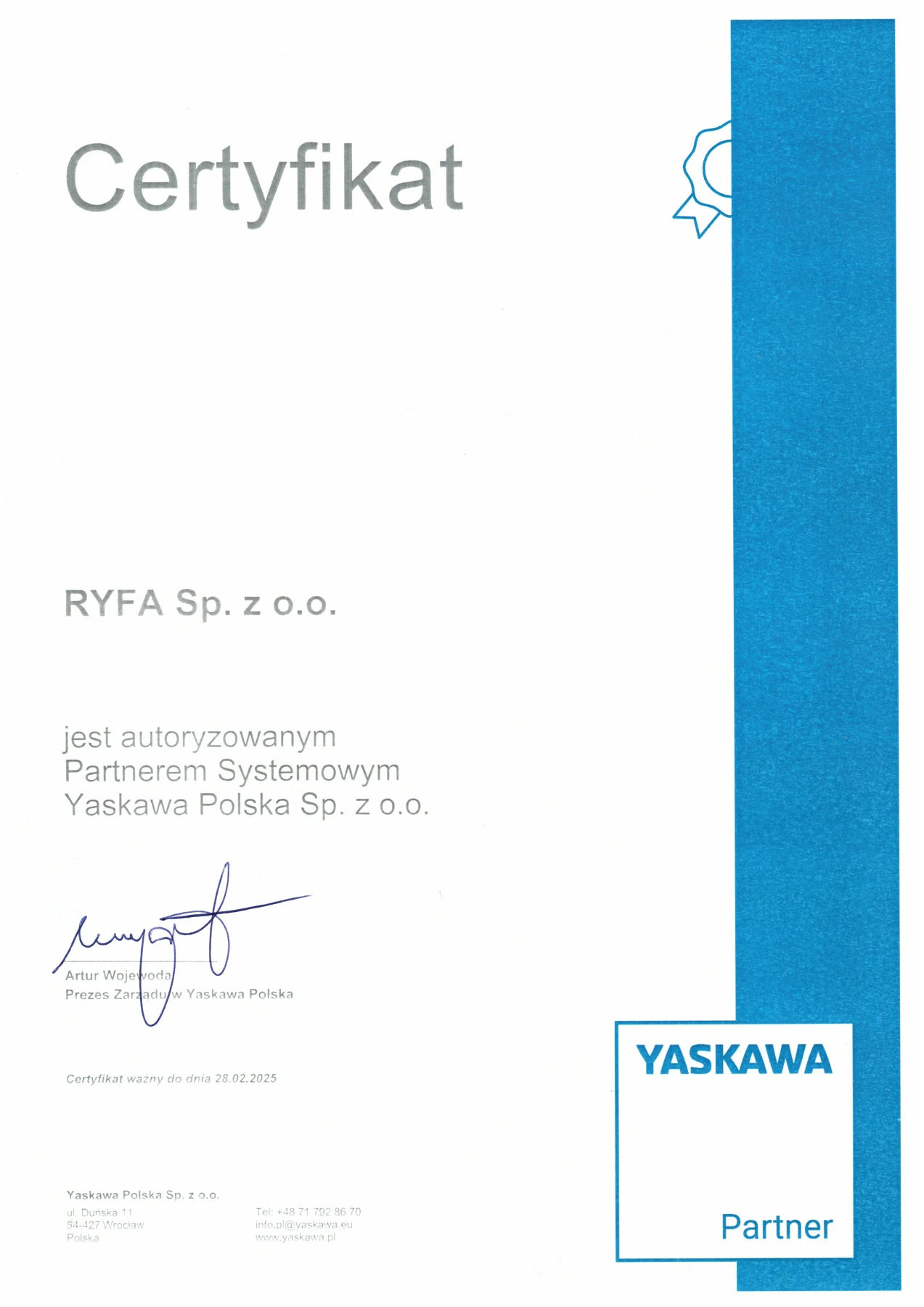 Skan dokumentu: Yaskawa / partner systemowy