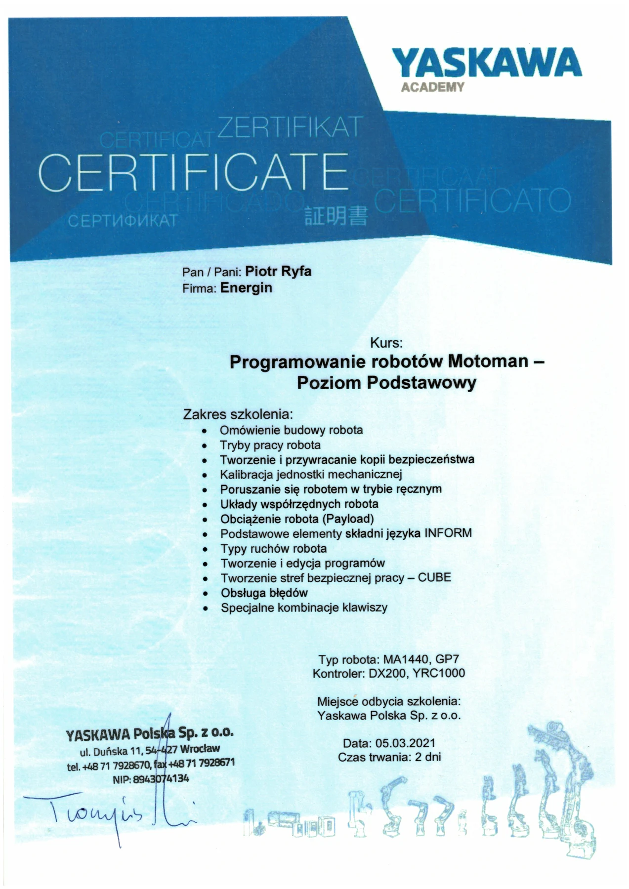 Skan dokumentu: Yaskawa / programowanie podstawowe
